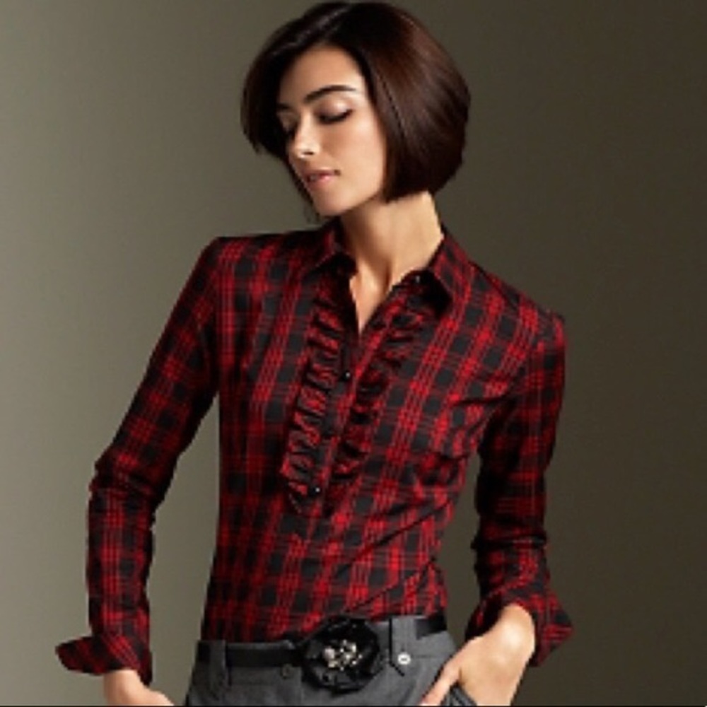 Talbots! Fall Plaid Print Button Down Top - image 2